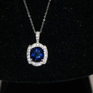 B. Brilliant Tanzanite CZ Silver Necklace 18”
